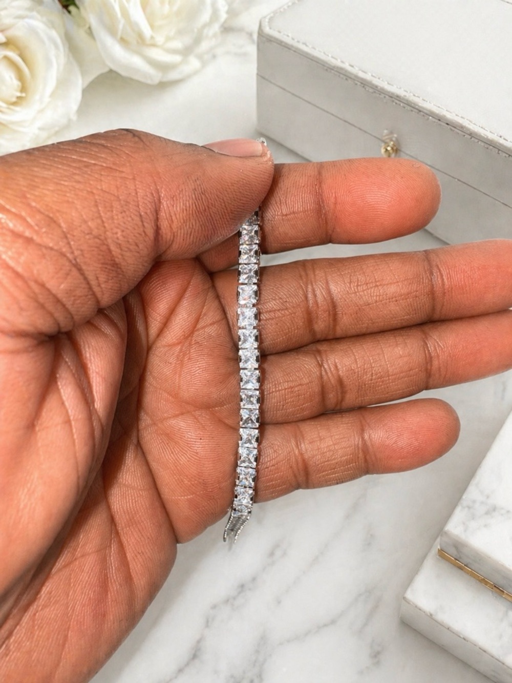 3MM D VVS Luxury Moissanite Diamond Alternative Tennis Bracelet 925 Silver